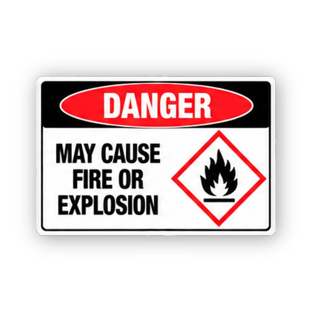Black Danger Fire Flame Diamond Text Panel Vinyl Decal Stickers