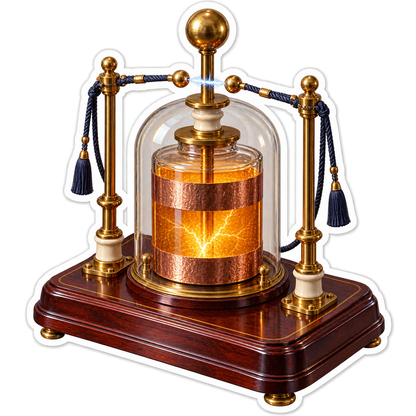 Amber Glass Electrical Jar with Golden Sphere Vinyl Decal Stickers