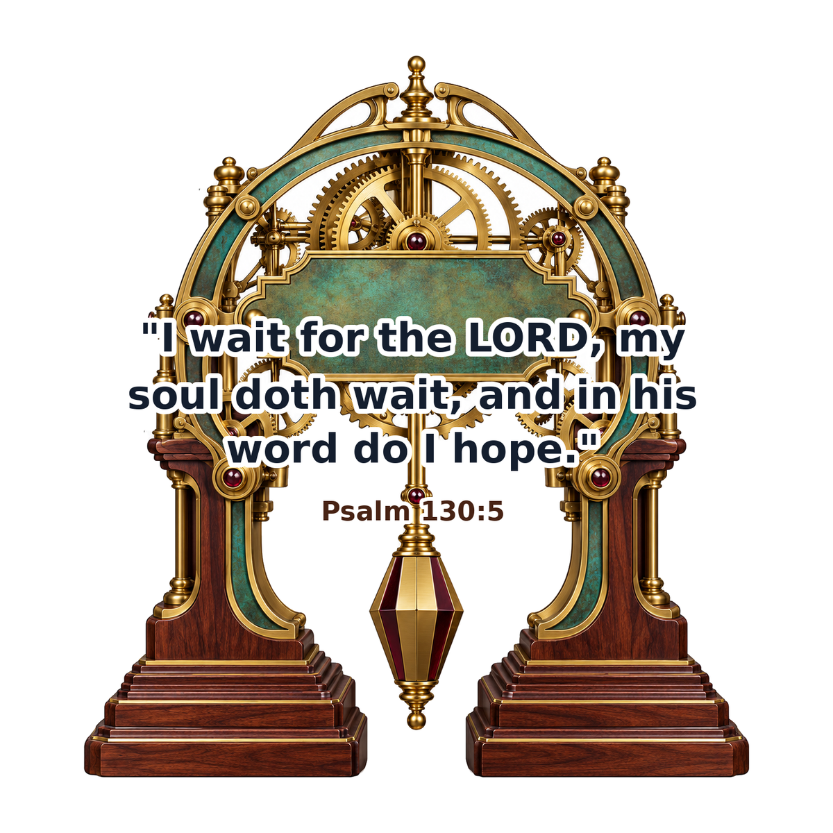 Brass Pendulum Clock Frame with Psalm Text Vinyl Decal Stickers