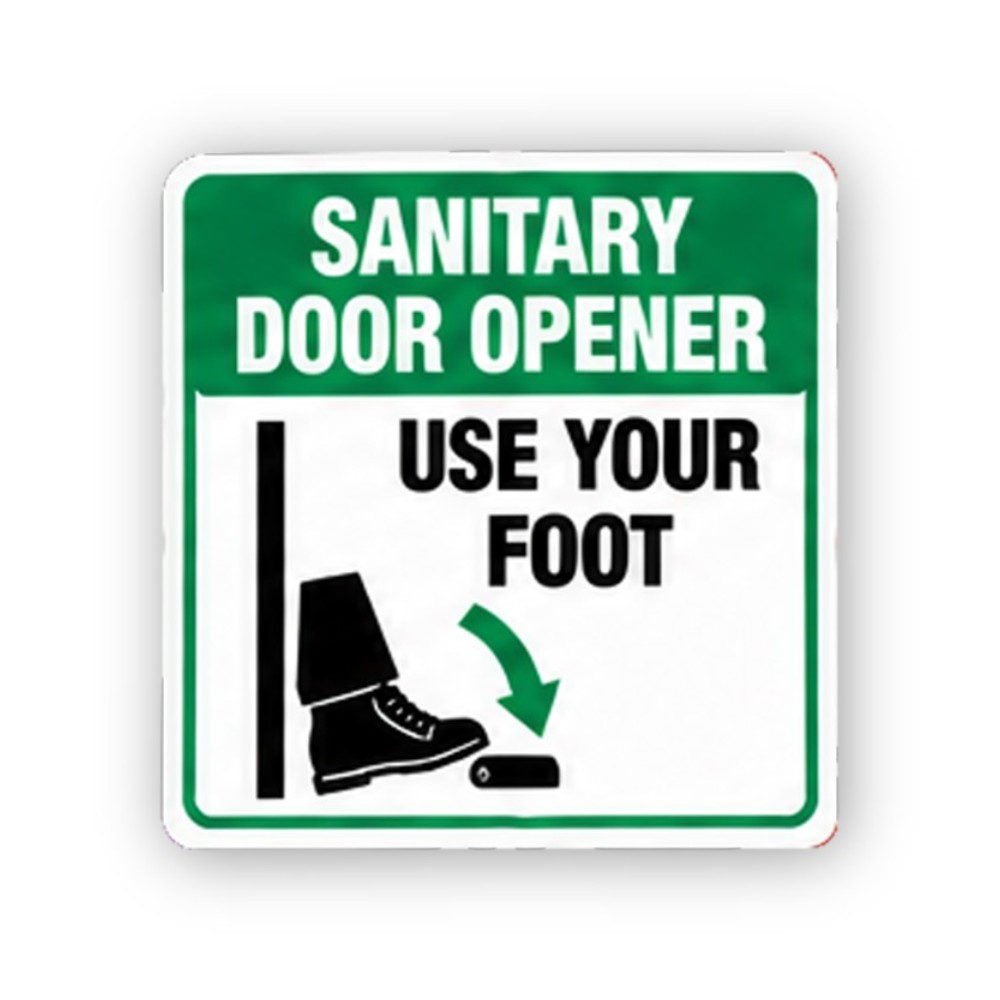 Green Foot Door Opener Curved Arrow Portrait Vinyl Decal Stickers