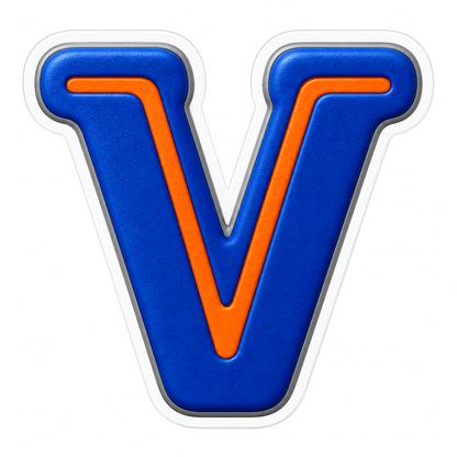 Blue Orange Line Letter V Art Vinyl Decal Stickers