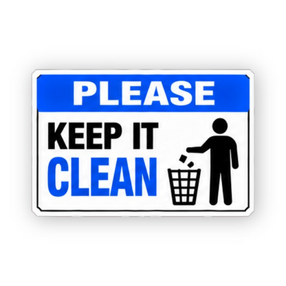 Blue Please Keep It Clean Figure Panel Vinyl Decal Stickers