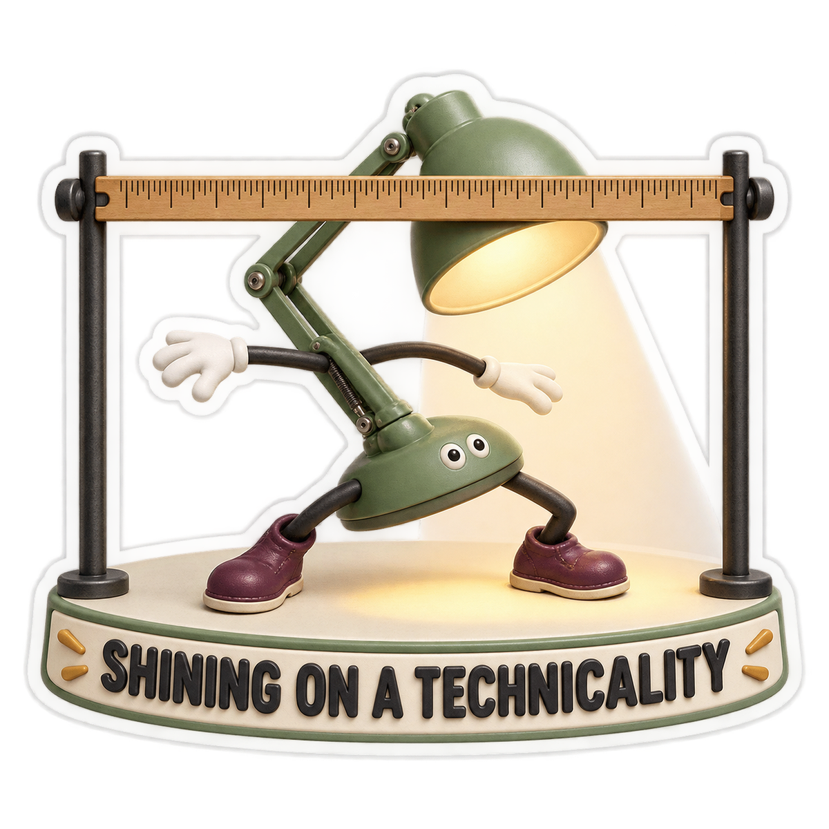 Green Desk Lamp Limbo under a Ruler Vinyl Decal Stickers