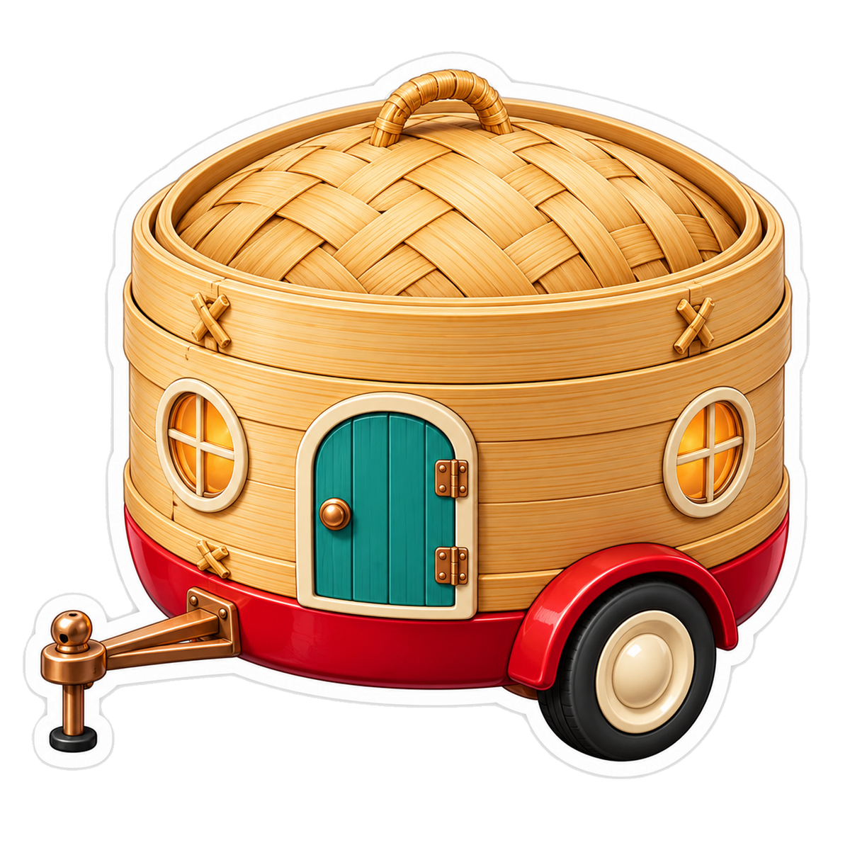 Bamboo Basket Camper Teal Door Art Vinyl Decal Stickers