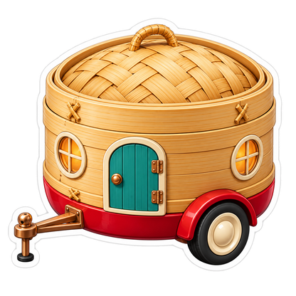 Bamboo Basket Camper Teal Door Art Vinyl Decal Stickers