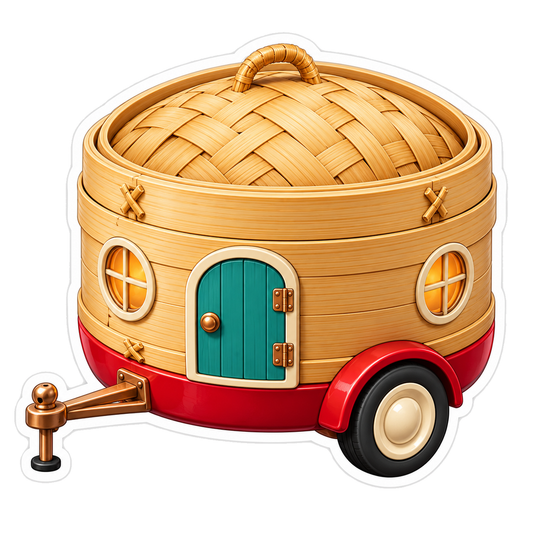 Bamboo Basket Camper Teal Door Art Vinyl Decal Stickers