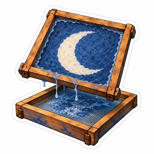 Wooden Papermaking Frame Crescent Moon Art Vinyl Decal Stickers