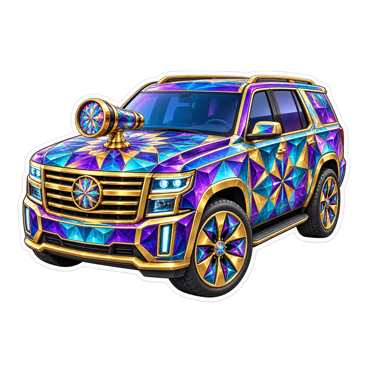 Kaleidoscope Pattern Colorful SUV Art Vinyl Decal Stickers