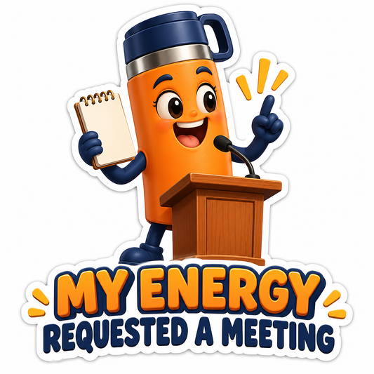 Orange Travel Mug Podium Meeting Art Vinyl Decal Stickers