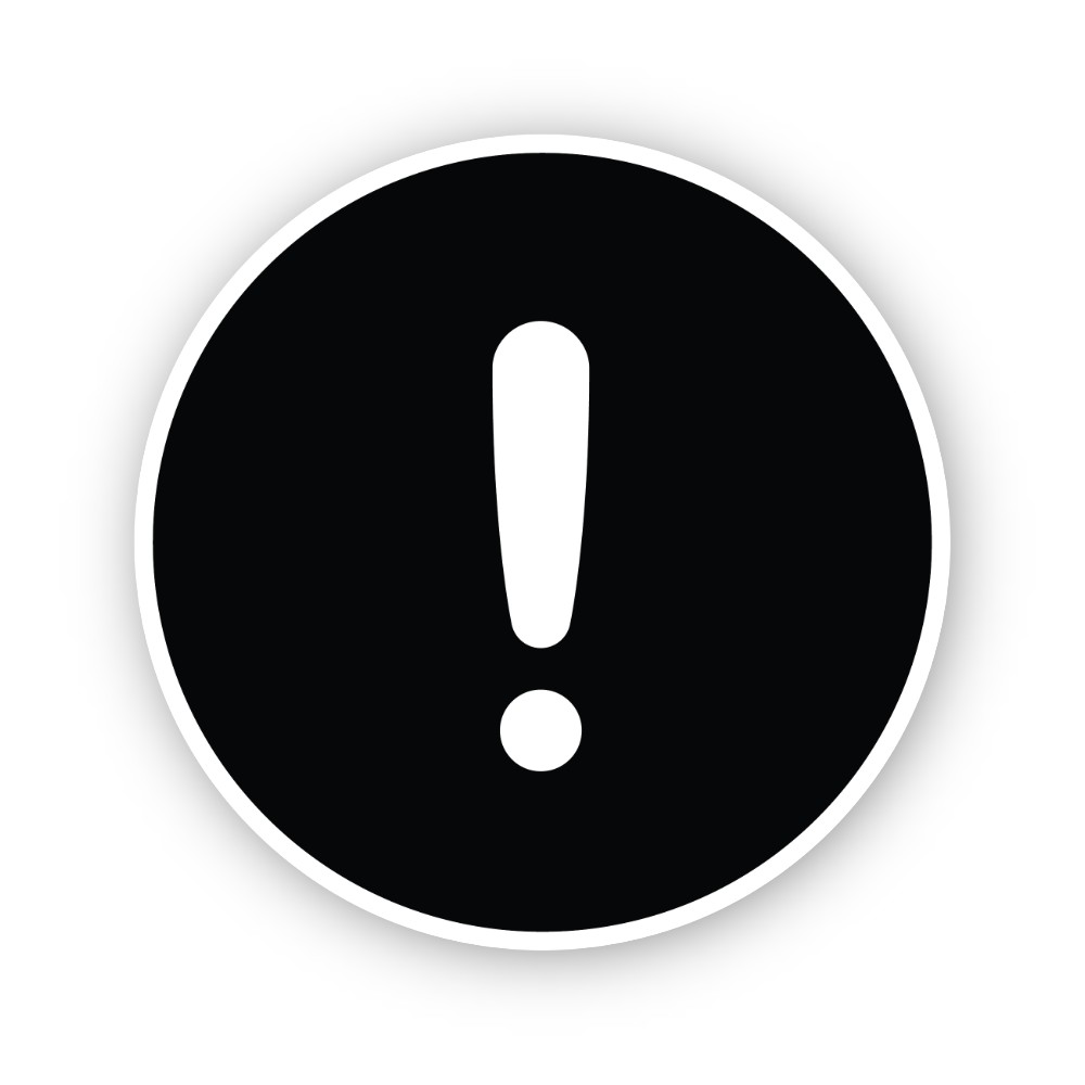 Black Circle Tall White Exclamation Vinyl Decal Stickers