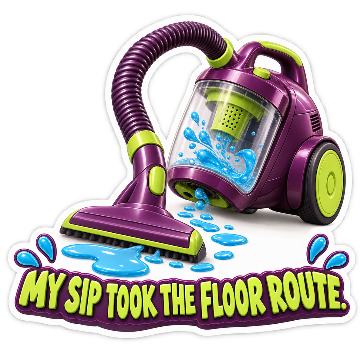 Purple Vacuum Collecting Water Art Vinyl Decal Stickers