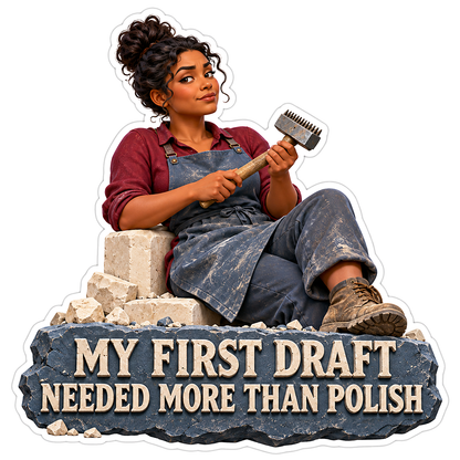 Seated Stone Carver with Hammer and Chisel Vinyl Decal Stickers