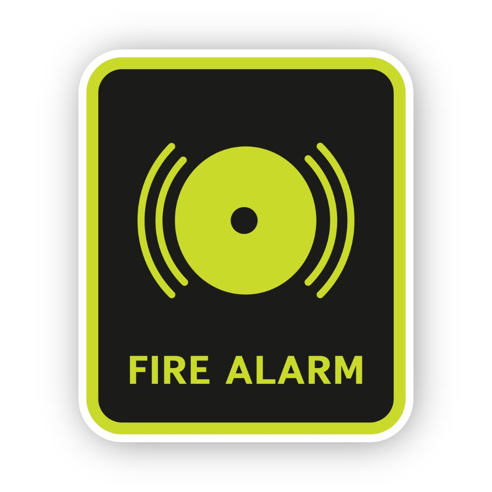Lime Fire Alarm Bell Black Portrait Vinyl Decal Stickers