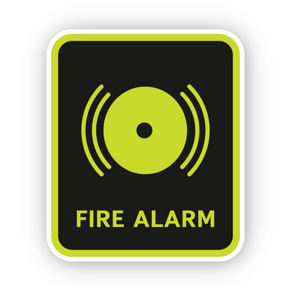 Lime Fire Alarm Bell Black Portrait Vinyl Decal Stickers