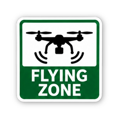 Green Flying Zone Drone Waves Square Vinyl Decal Stickers
