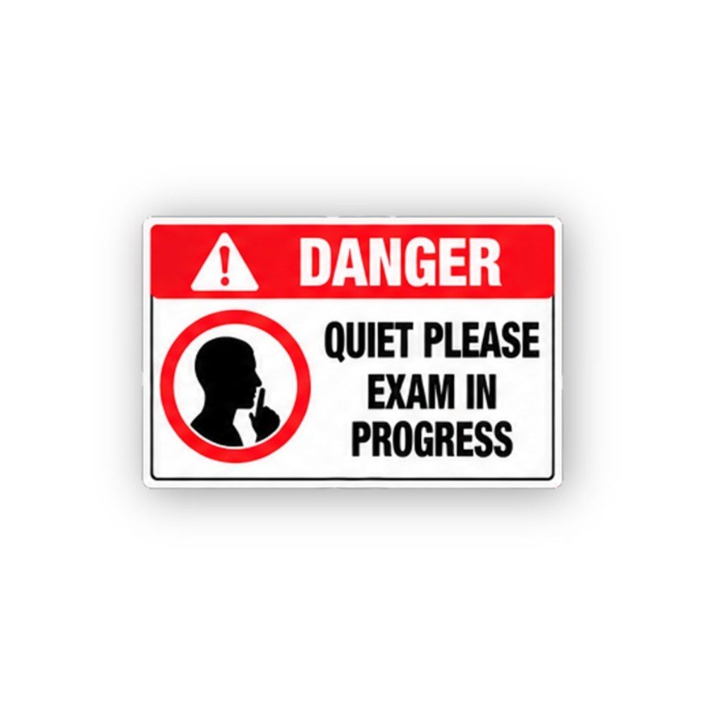 Red Danger Quiet Exam Finger Profile Panel Vinyl Decal Stickers