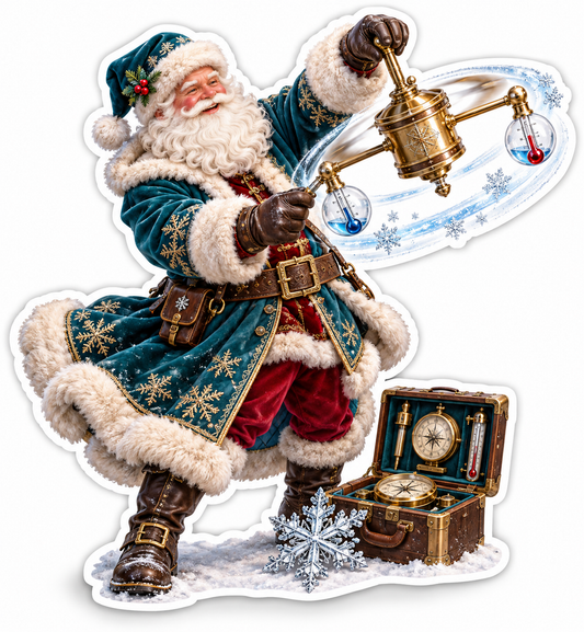 Teal Santa Swirling Glass Globe Display Vinyl Decal Stickers
