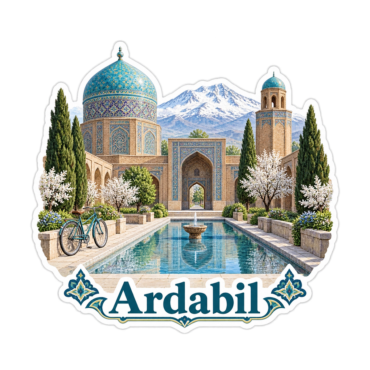 Ardabil Blue Dome and Courtyard Art Vinyl Decal Stickers