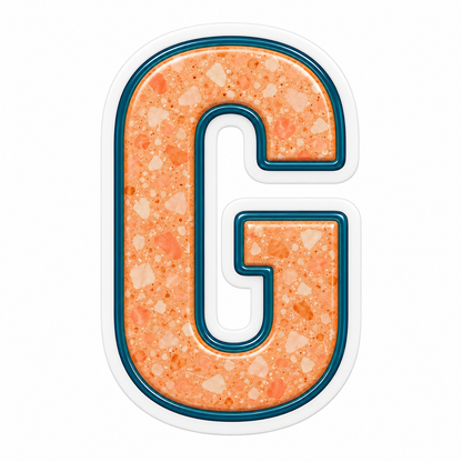 Apricot Teal Border Capital Letter G Art Vinyl Decal Stickers