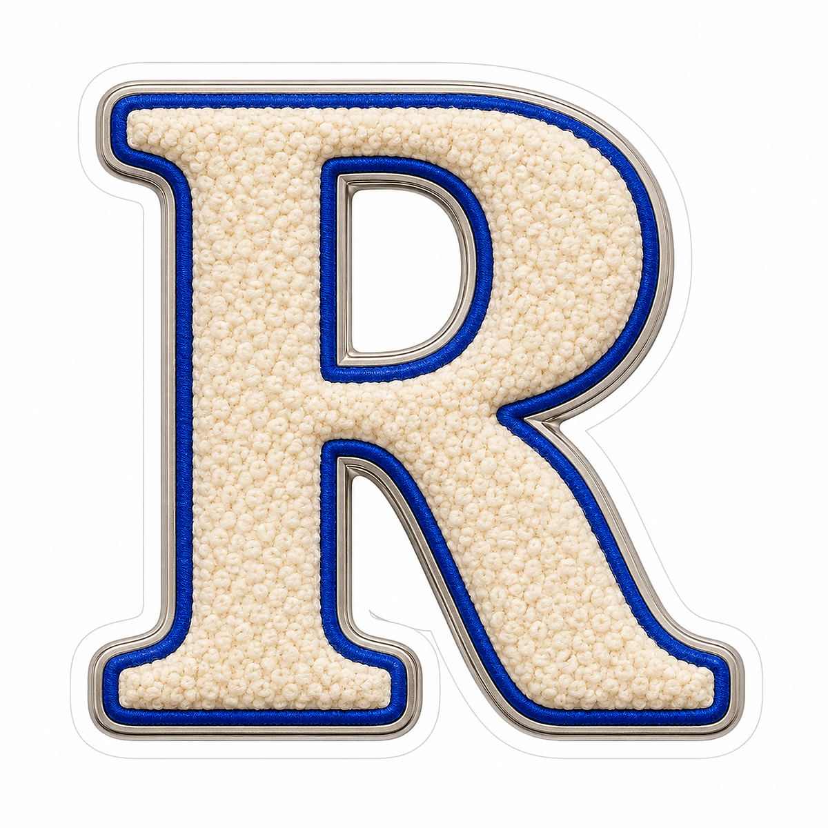 Cream Loop Texture Blue Trim Letter R Vinyl Decal Stickers