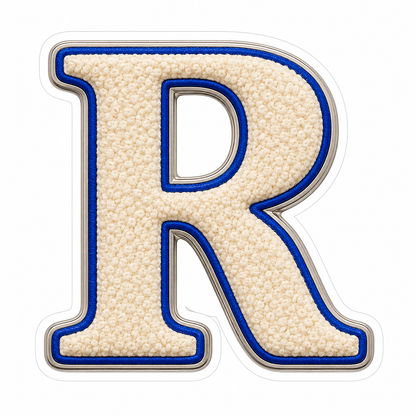 Cream Loop Texture Blue Trim Letter R Vinyl Decal Stickers