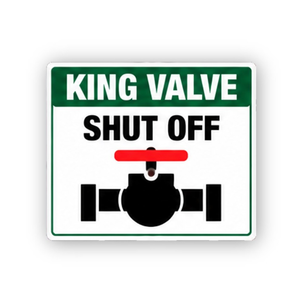 Green King Valve Red Shut Off Handle Panel Vinyl Decal Stickers