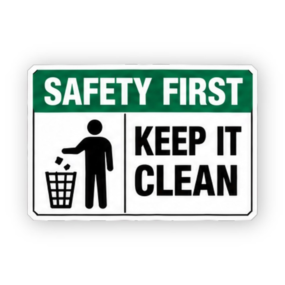 Green Keep Clean Wastebasket Panel Vinyl Decal Stickers