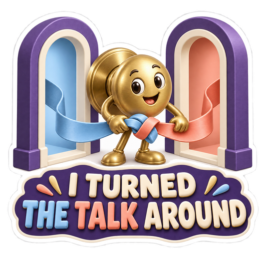 Golden Character Between Purple Arches Art Vinyl Decal Stickers
