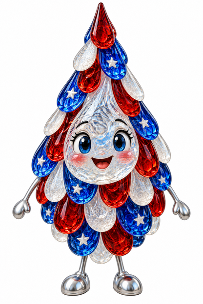 Smiling Red White Blue Layered Glass Drops Vinyl Decal Stickers