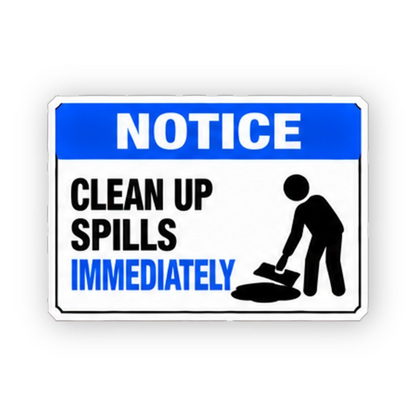 Blue Notice Cleanup Spills Sweeping Panel Vinyl Decal Stickers