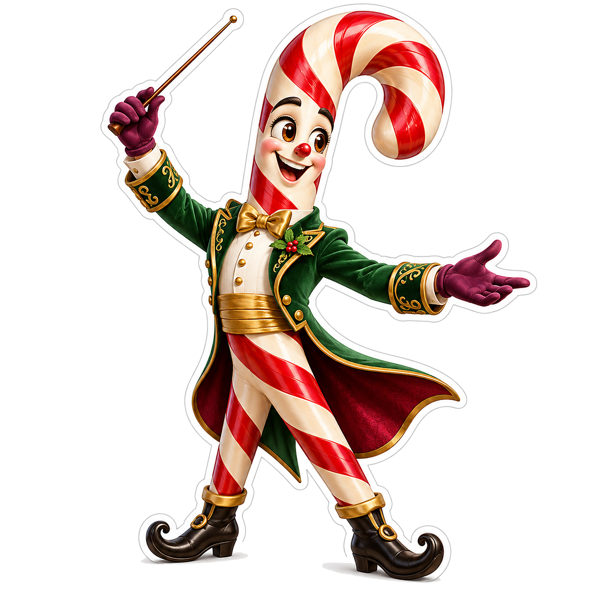 Candy Cane Conductor in Green Tailcoat Vinyl Decal Stickers