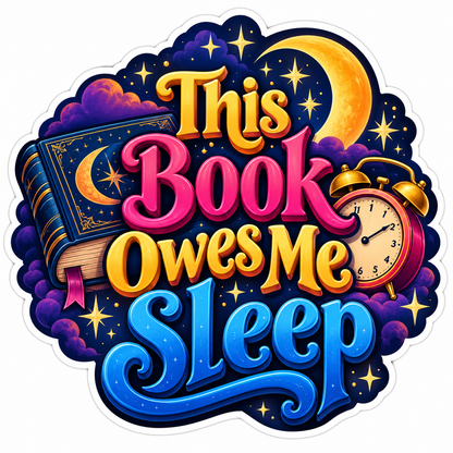 Moon Book Alarm Clock and Sleep Quote Vinyl Decal Stickers