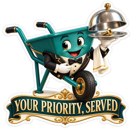 Teal Wheelbarrow Waiter Serving Silver Tray Vinyl Decal Stickers