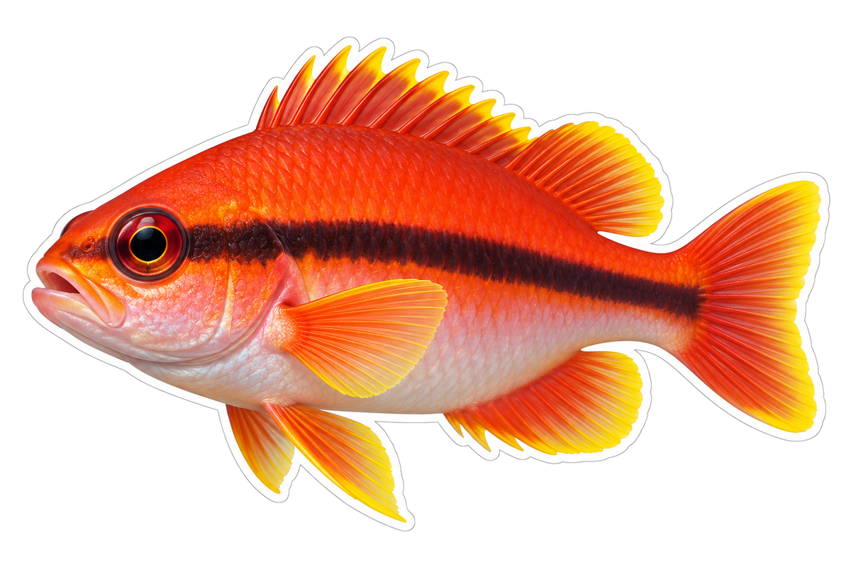 Orange Fish with Bold Black Side Stripe Art Vinyl Decal Stickers