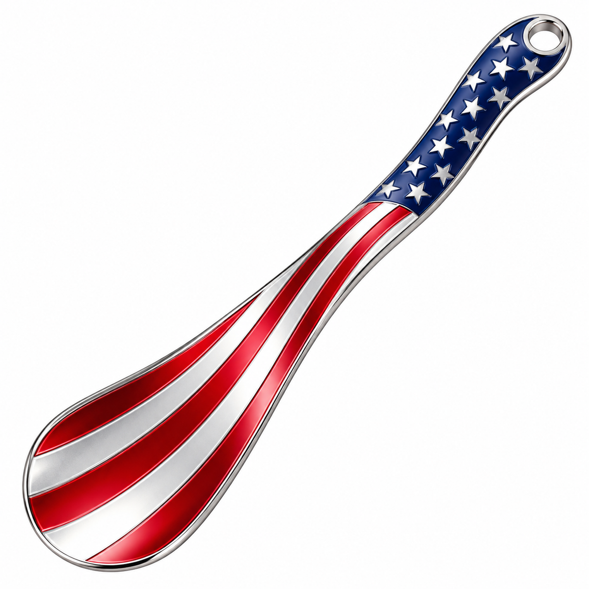 Long Silver Shoe Horn with Stars and Stripes Vinyl Decal Stickers