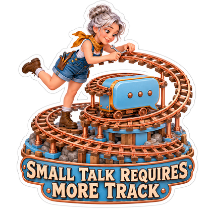 Woman Building Copper Spiral Track with Robot Vinyl Decal Stickers