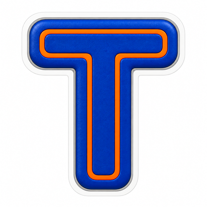 Blue Orange Line Letter T Art Vinyl Decal Stickers