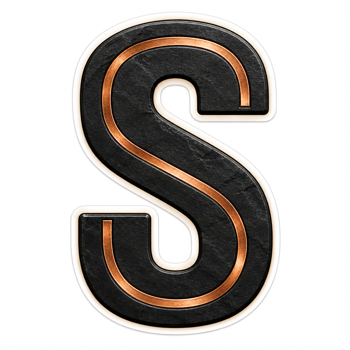 Black Slate Copper Trim Letter S Vinyl Decal Stickers