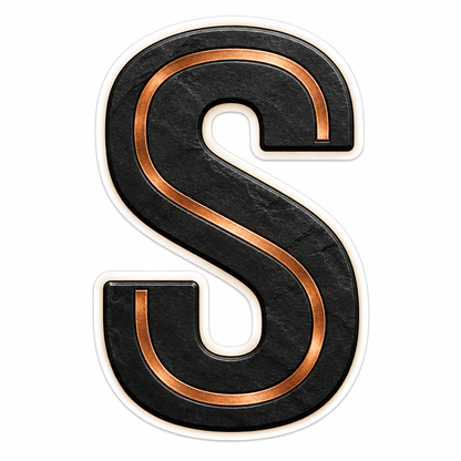 Black Slate Copper Trim Letter S Vinyl Decal Stickers