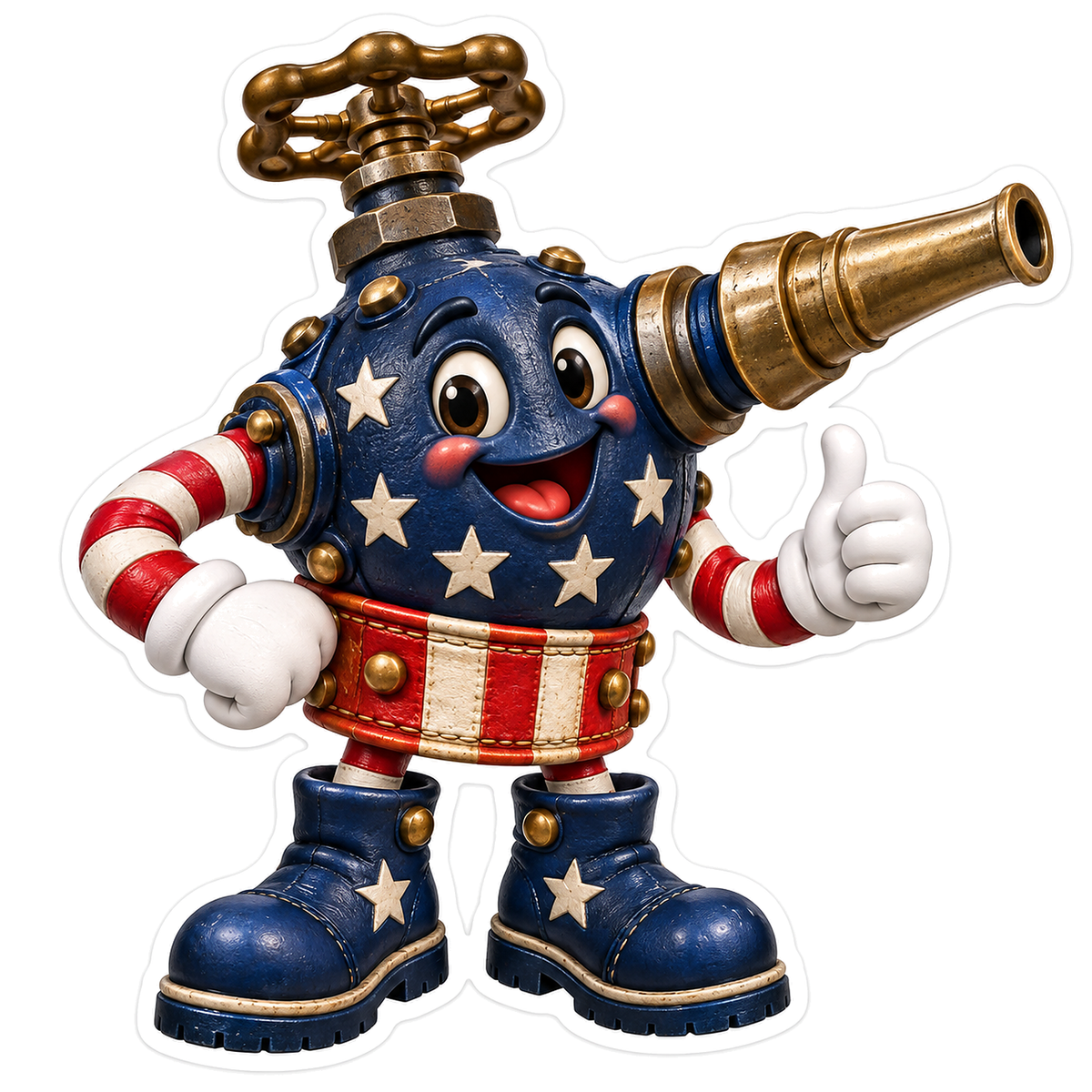 Patriotic Brass Nozzle Valve Mascot Vinyl Decal Stickers