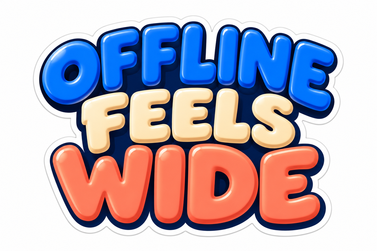 Offline Feels Wide Colorful Lettering Art Vinyl Decal Stickers