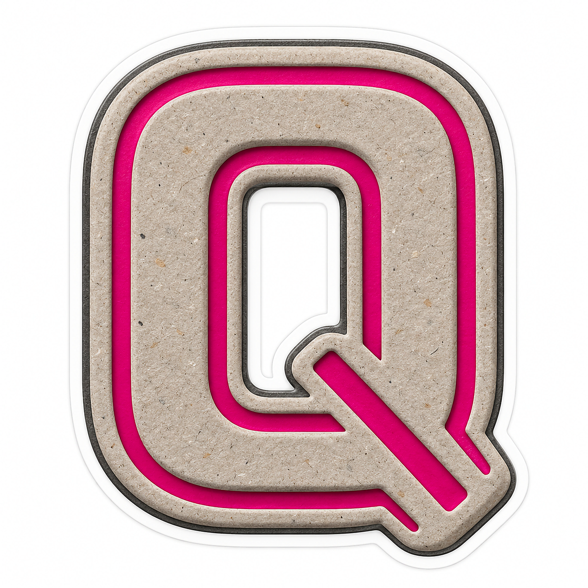 Warm Gray Magenta Stripe Letter Q Vinyl Decal Stickers