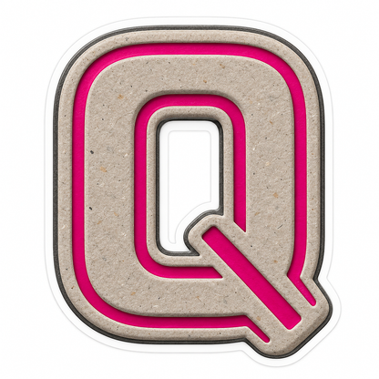 Warm Gray Magenta Stripe Letter Q Vinyl Decal Stickers