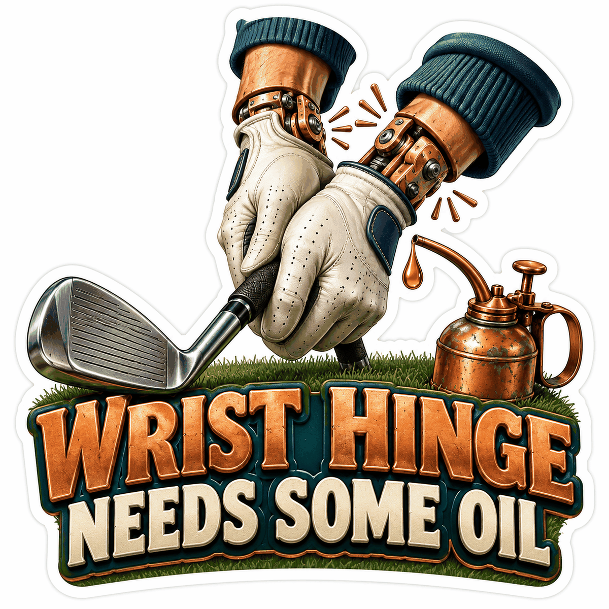Golf Gloves with Copper Hinges and Oil Can Vinyl Decal Stickers