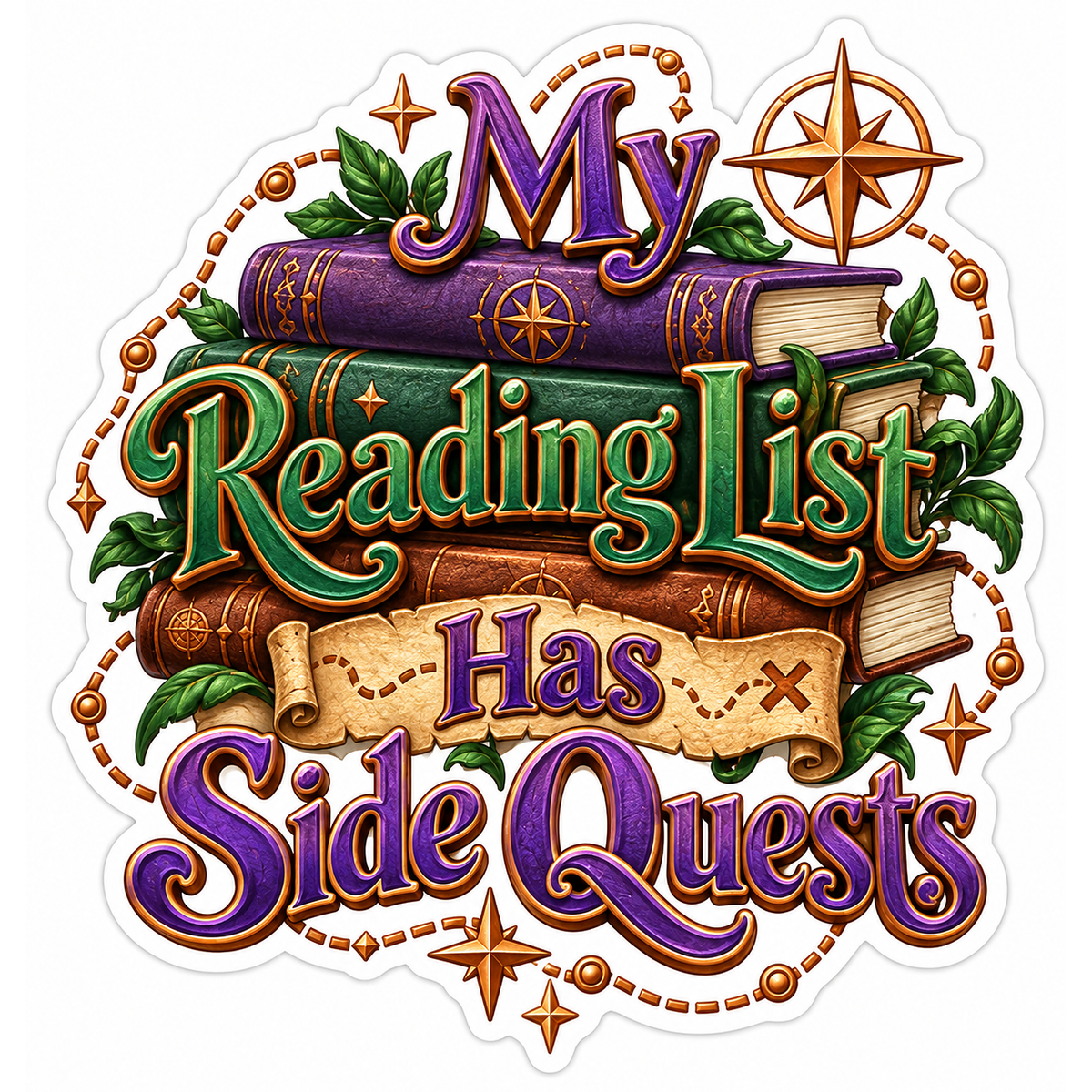 My Reading List Has Side Quests Quote Vinyl Decal Stickers