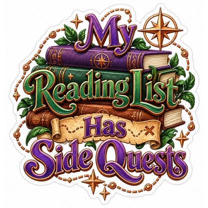 My Reading List Has Side Quests Quote Vinyl Decal Stickers