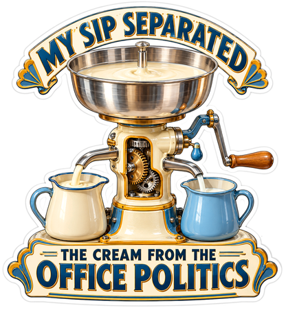 Cream Separator With Blue and Ivory Jugs Art Vinyl Decal Stickers