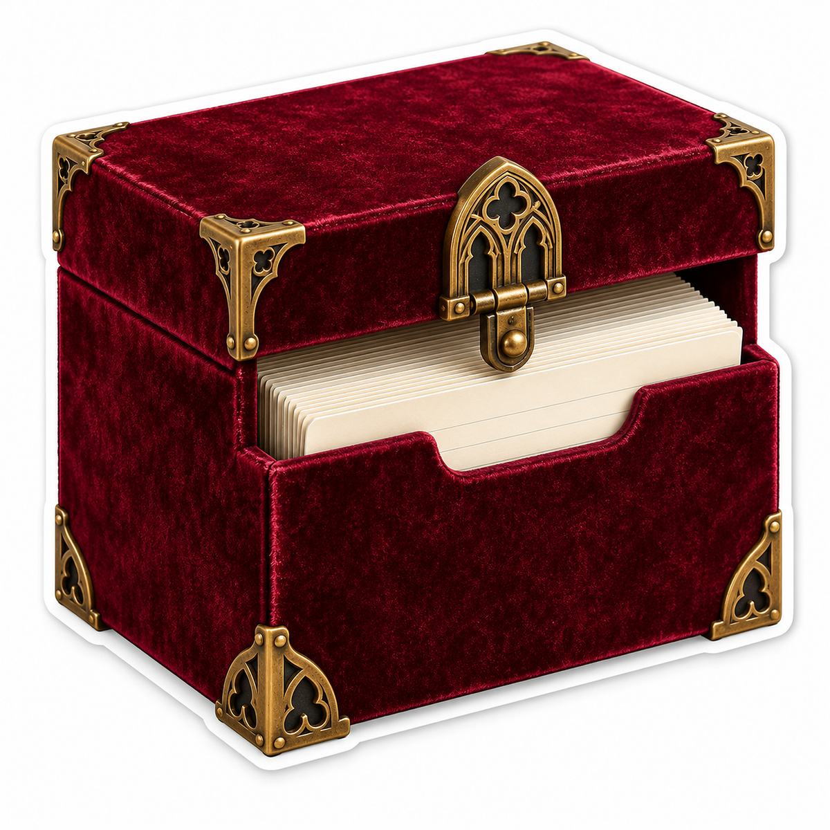 Burgundy Velvet Card Box with Gothic Clasp Vinyl Decal Stickers