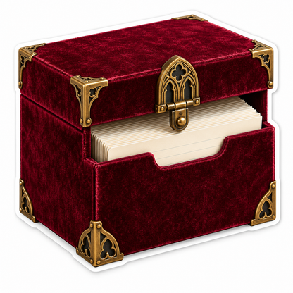 Burgundy Velvet Card Box with Gothic Clasp Vinyl Decal Stickers