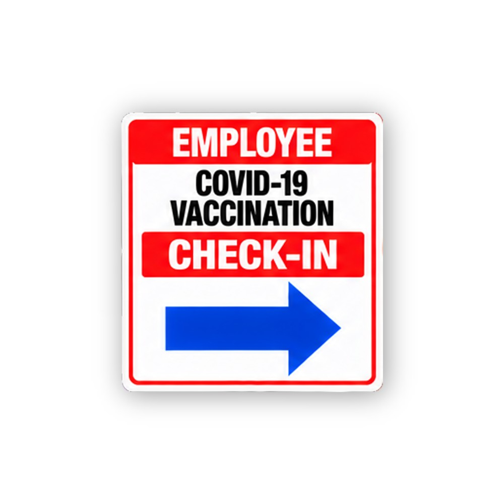 Red Employee Check In Blue Right Arrow Portrait Vinyl Decal Stickers